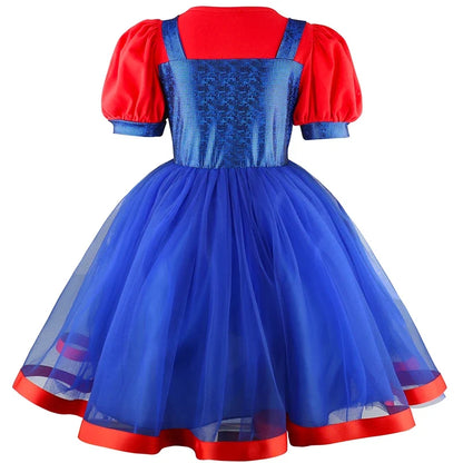 Super Bros Stage performance movie cosplay girls puff Sleeve Top+Dress Girl Halloween Birthday Party Cosplay