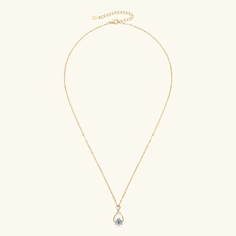 Collier Argent 925 Sterling Silver Pendant Necklace Certified 6.5mm Round Cut Moissanite Infinity Necklace for Women