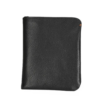 Portefeuille en cuir de vachette couche supérieure Portefeuille en cuir véritable souple Porte-cartes de crédit pour hommes Sac à main de luxe Noir Élégant Simple Portefeuilles pour hommes