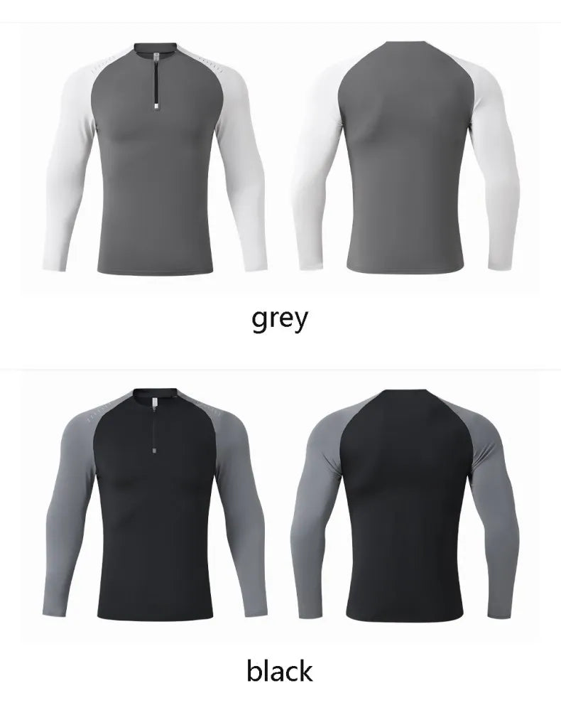 Outdoor Sports Stand-up Collar Long-sleeved Quick-drying Clothes Autumn Half-zipper Top Cycling Running Yoga Gym Fitness T-shirt