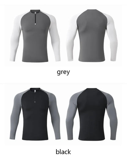Outdoor Sports Stand-up Collar Long-sleeved Quick-drying Clothes Autumn Half-zipper Top Cycling Running Yoga Gym Fitness T-shirt