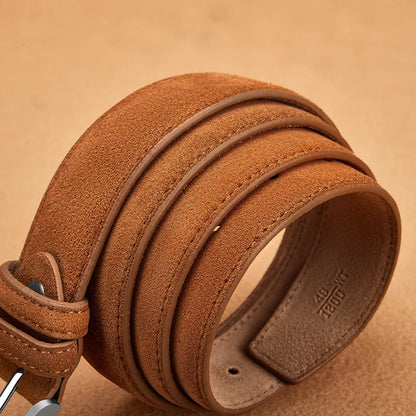 Luxury Suede Cowhide Leather Belt for women, Vintage Style Men belt  3.5cm Wide Waistband for Dresses & Jeans Unisex belt