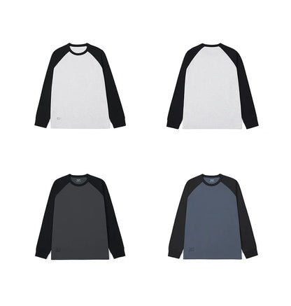 2026 Spring New 240g/sm Sorona Fabric Long Raglan Sleeve T-shirts Men Contrast Colors Tops