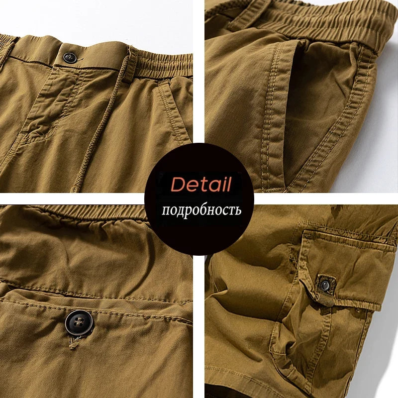 Summer Men Cargo Cotton Shorts Mens Beach Multi Pocket Shorts Pants Man Spring Casual Fashion Joggers Shorts Male Dropshipping