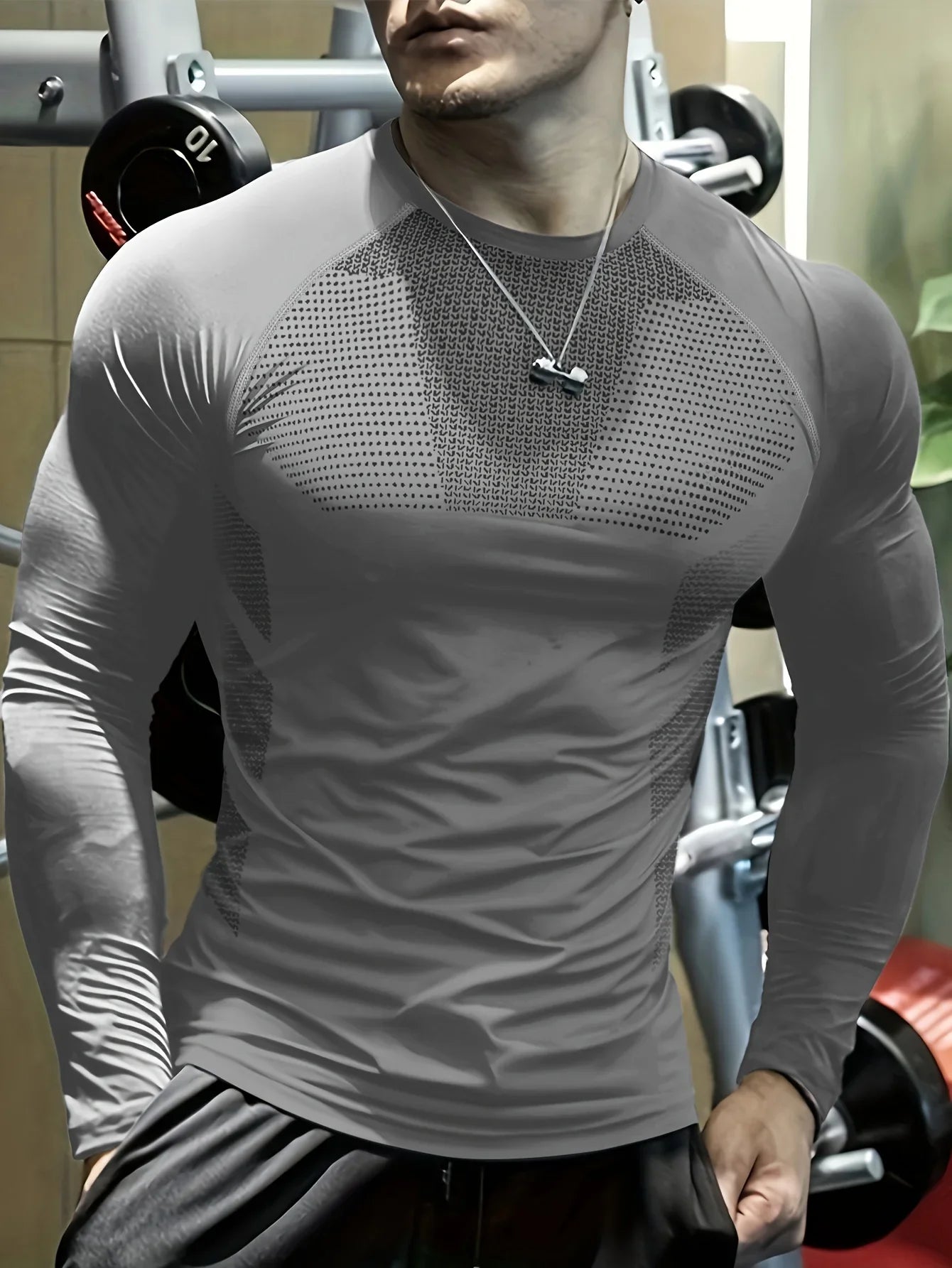 Men's Athletic Quick-Dry Long Sleeve Tee - High-Stretch, Durable & Versatile Sportswear for Training and Casual Wear