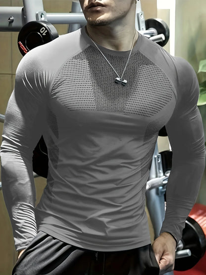 Men's Athletic Quick-Dry Long Sleeve Tee - High-Stretch, Durable & Versatile Sportswear for Training and Casual Wear