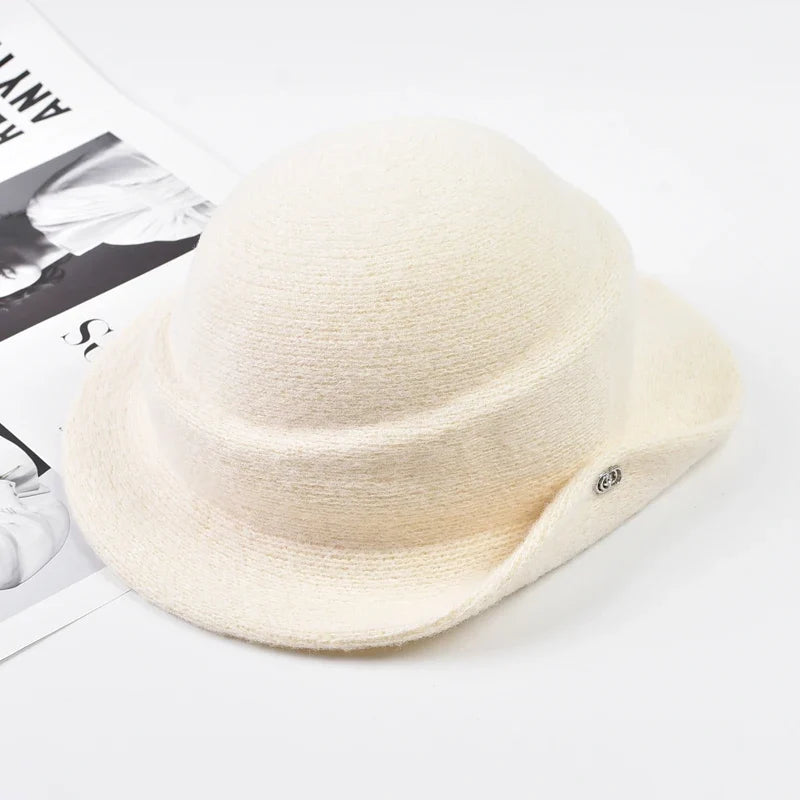 Women Elegant Party Formal Fedora Hat Winter Dome Basin Hat  Female Fashion Headwear