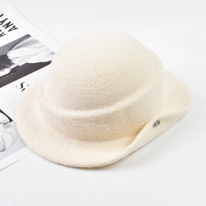 Women Elegant Party Formal Fedora Hat Winter Dome Basin Hat  Female Fashion Headwear