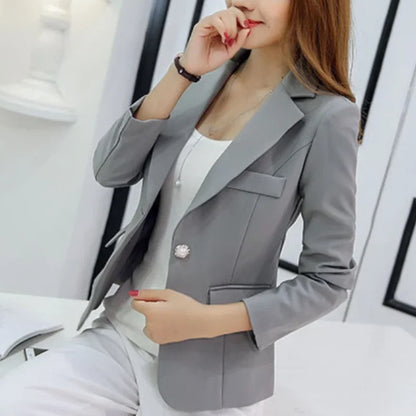 Women Korea Blazer 2025 Formal Slim Black Blazers Office Lady Work Suit Pockets Jackets Coat Female Casual Short Blazer Femme