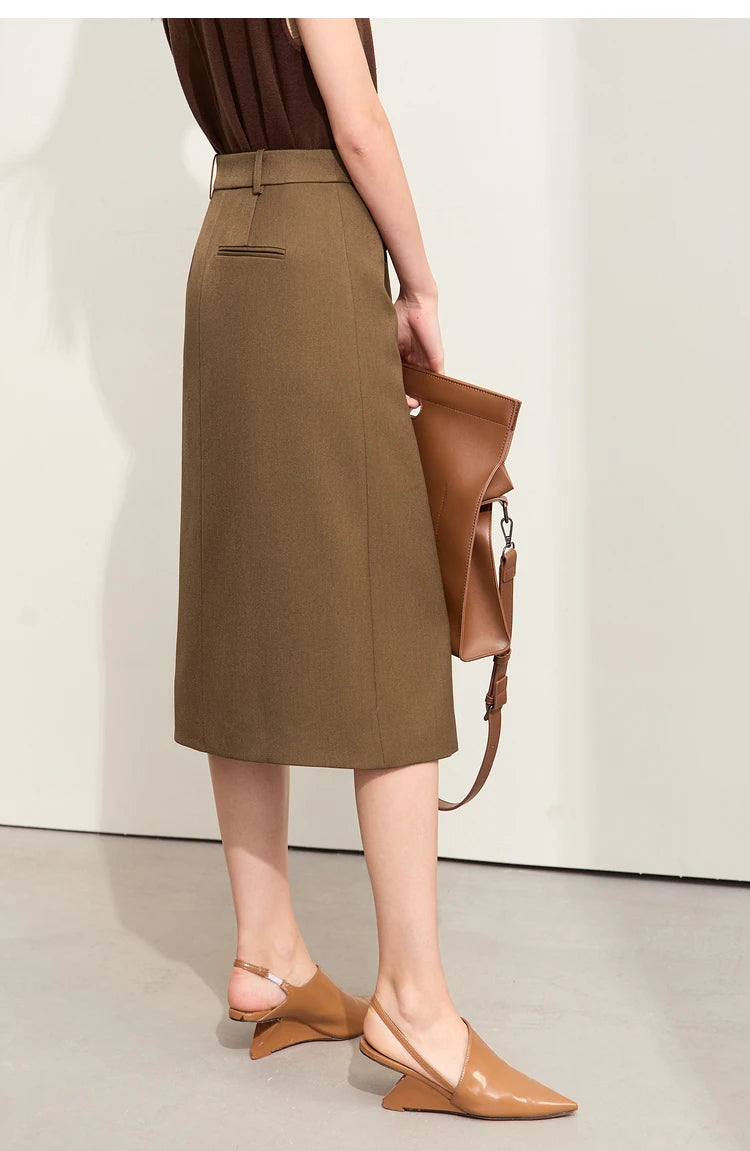 Minimalism 2024 Autumn Skirts for Women New Commuter Intellectual One-piece Wrap A-line Solid Slim Blazer Skirt 12443019