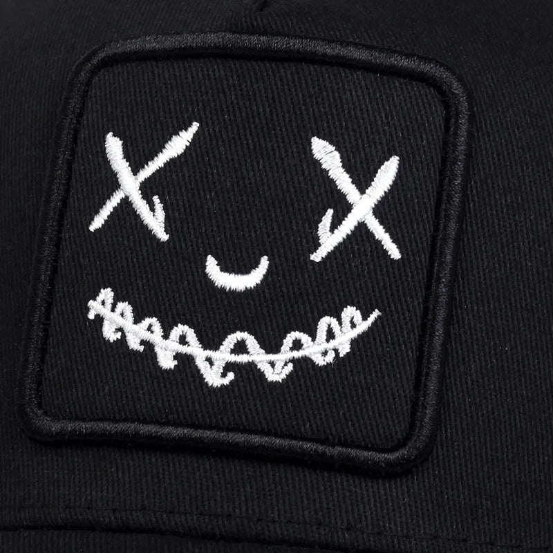 Unisex Baseball Cap Smile Face Patch Pattern Caps Men Women Summer Trucker Hat