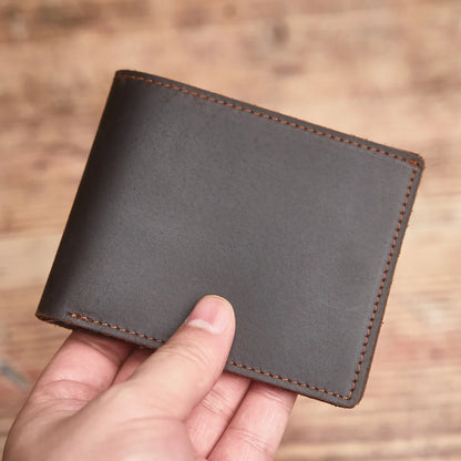 Genuine full-grain leather wallet, vintage men's wallet, stylish business card holder, the perfect gift for men