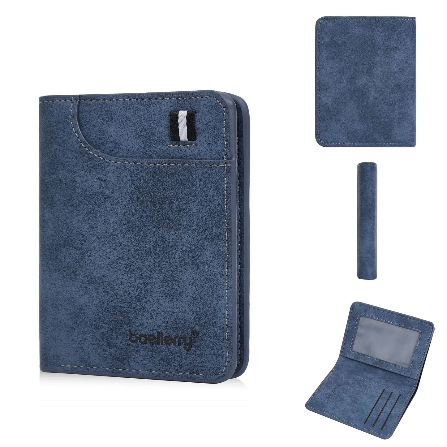 New Men'S Two-Fold Short Wallet, Thin Multi-Functional PU Small Wallet, Simple And Multi-Slot Card Holder