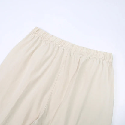 Summer Casual Washed Cotton Women's Plus Size Pants 2025 Elastic Waist Office Casual Outdoor Trousers Breathable Cool Clothing