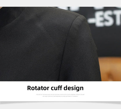 2024 Men's Slim Fit Long Sleeve Casual Suit Korean Trend Stand Collar Fashion Handsome Male Suit