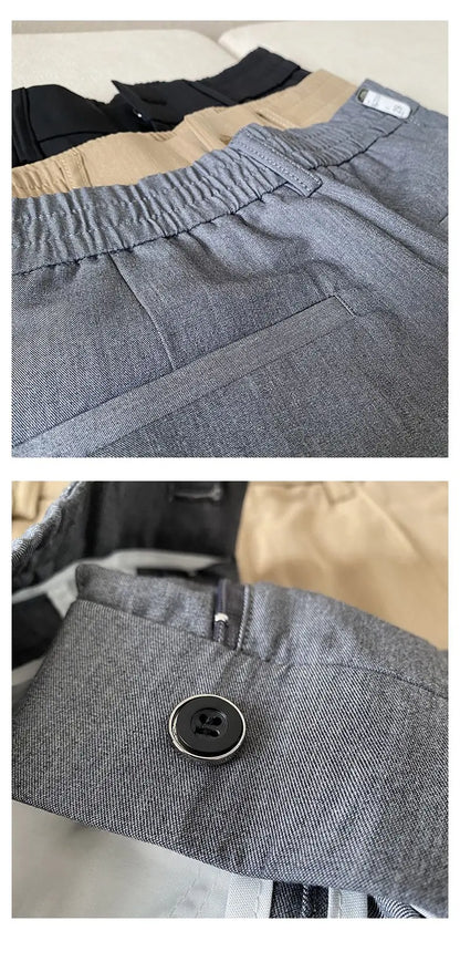 Summer New Light Thin Solid Color Suit Pants High Quality Slim Fit Stretch Trousers Men's Formal Business Social Dress Pants