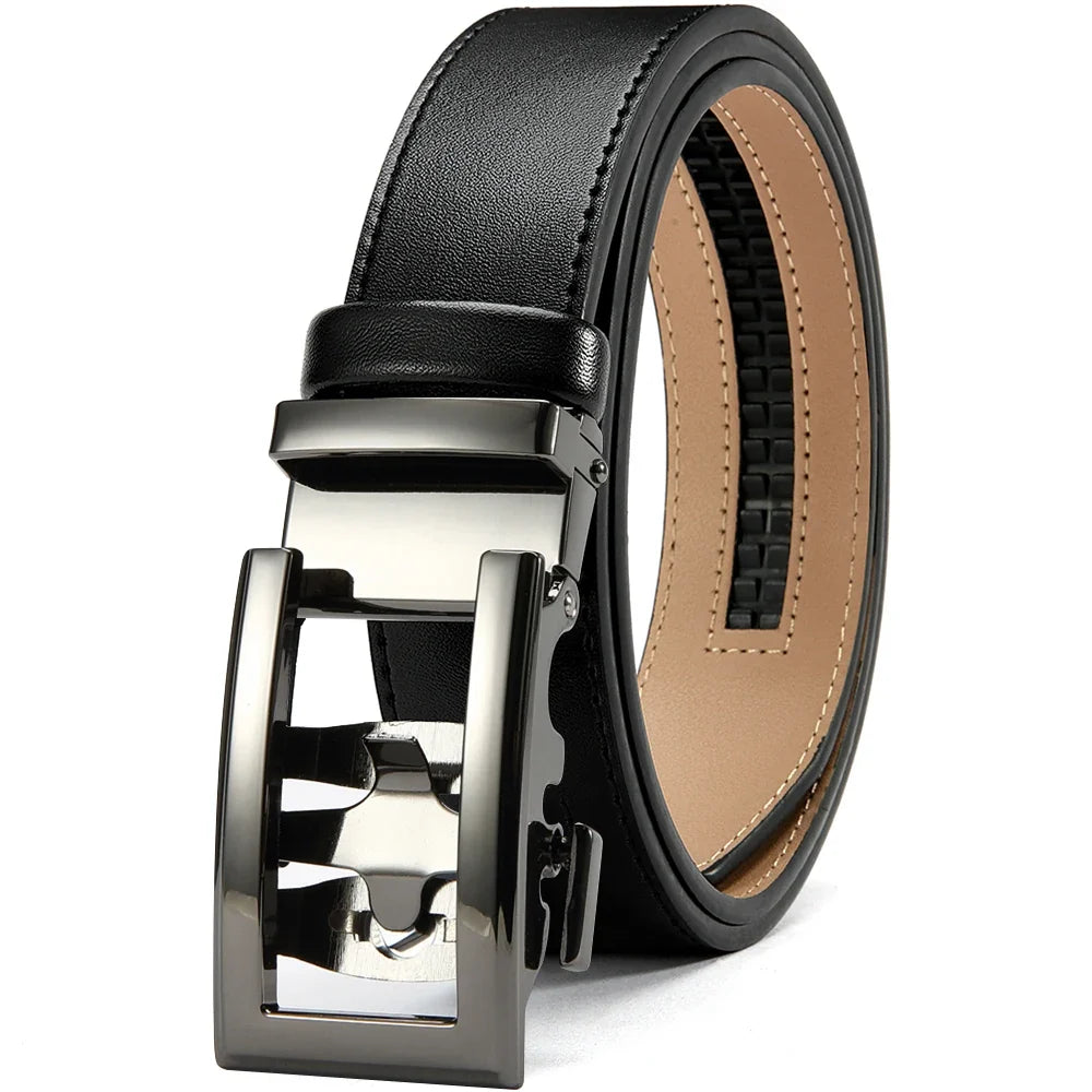 DOOPAI New Mens Belt Hollow Automatic Mens Belt Genuine Leather Luxury Belt  For Men Belt Male Strap Male Metal Automatic Buckle