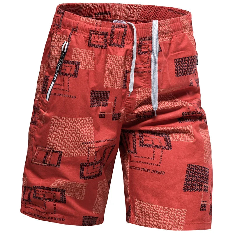 Men Elastic Waist Shorts Loose Fit Casual Sports Jogger Shorts Man Fashion Print Shorts Gym Cool Board Shorts