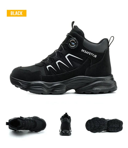 Rotating Button Safety Boots Shoes Man Steel Toe Safety Work Shoes Lightweight Non Slip Work Boots Men Sneaker