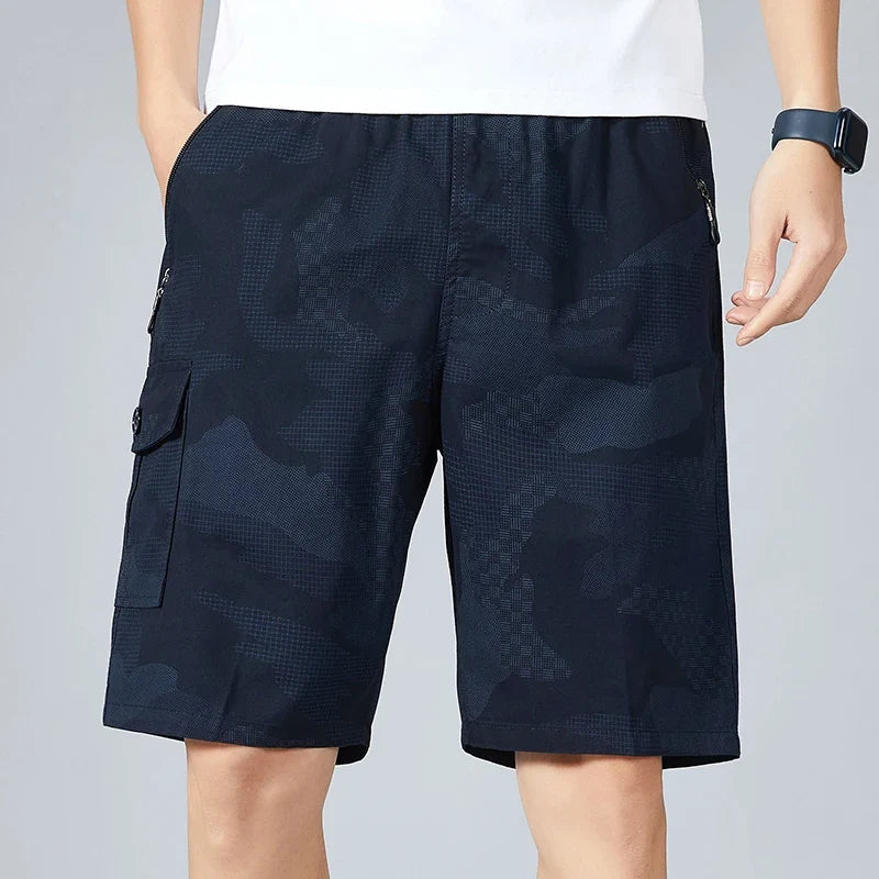 Men's Camo Shorts Elastic Waistband Casual Cargo Shorts Hiking Running Male Clothes Athletic Plus Size Y2K Knee Short Pants