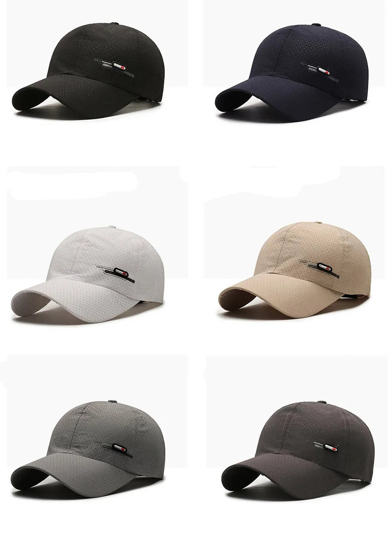 Summer Small Leather Label Quick-dry Baseball Cap Outdoor Sports Running Duck Cap Fashion Trend Simple Hat Men