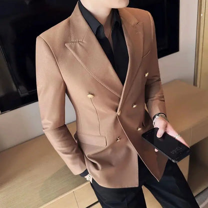2023 Classic Luxury Mens  Double Breasted Suit Jacket Groom Wedding Tuxedos Business Casual Blazer Social Club Outfits Suit Coat