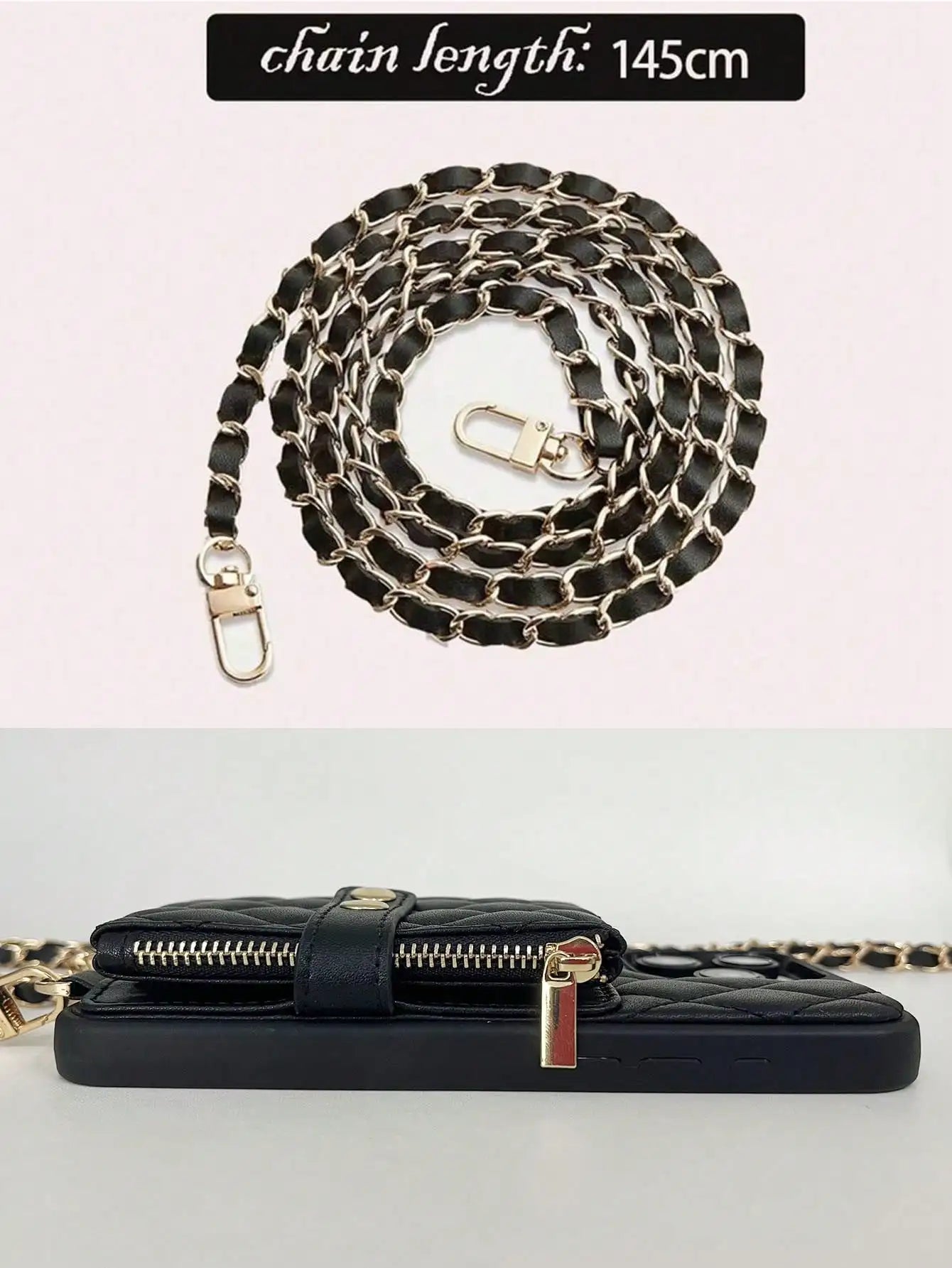 Lingge Double Button Fragrant Wind Phone Case, Change Card Bag, Quilted Leather Cover, Suitable for Apple 17/16/15/14/13/12/11