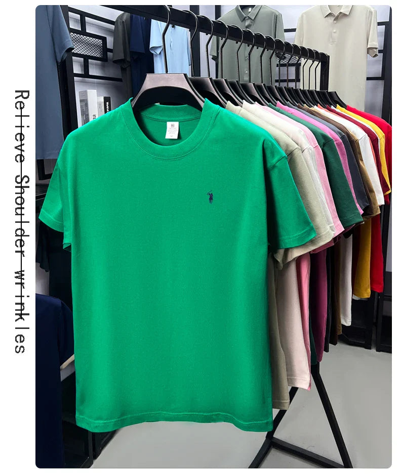 100% cotton high-end short sleeve T-shirt summer designer brand pony embroidery round neck top fashion casual golf men's wear
