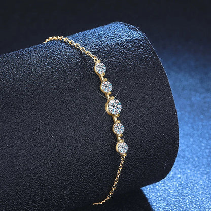 Dainty Full 2/2.5/3mm D Color Moissanite Diamond Link Bracelet for Woman 925 Silver Plated 18k Adjustable Chain Bracelets