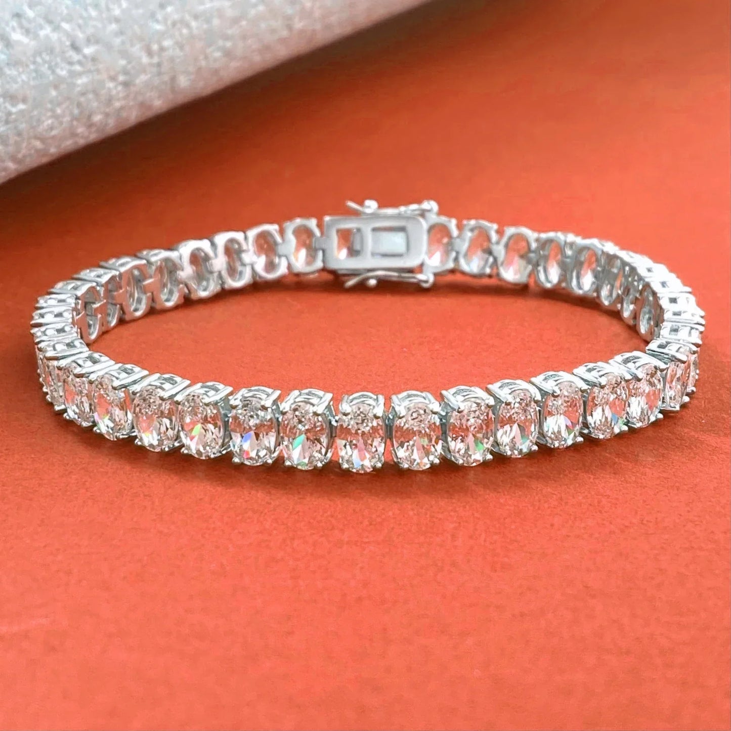 0.5Carat Oval Cut Moissanite Tennis Bracelets S925 Silver 18K Gold Plated for Women Men HipHop Jewelry Gifts GRA Certified