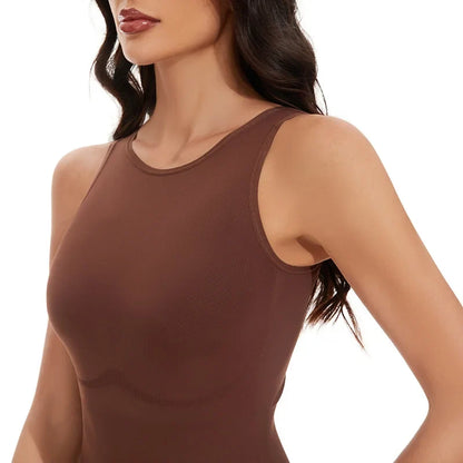 Halter Neck Body Shaper Suits Open Crotch Thong Shapewear Body Shapers Tummy Control Bodysuit Cupless Stretchy Jumpsuit