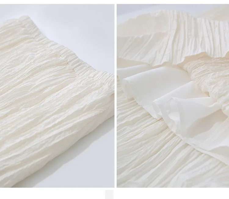 Pleated Women's Skirt 2026 Summer New Elastic Waist Flowy A-Line Midi Skirt Casual Versatile Women's Clothing 12622123