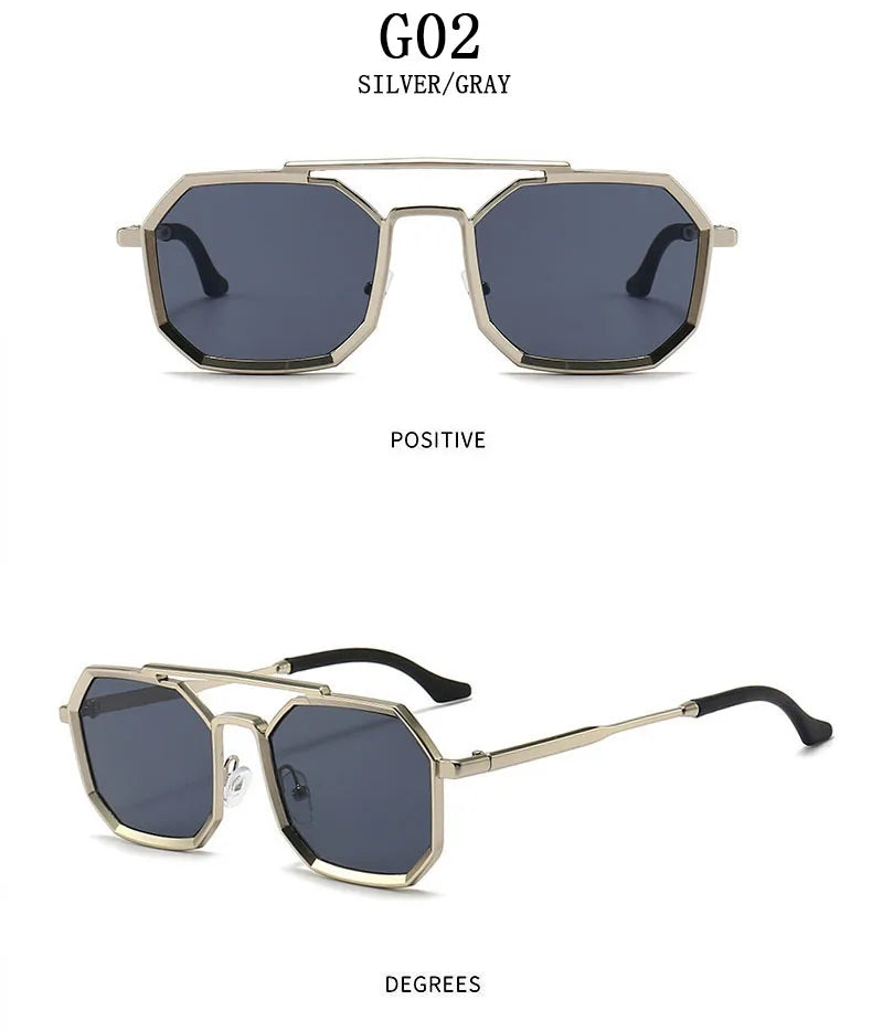 Blue Square Sunglasses For Men Retro Metal Steampunk Sunglasses Women Vintage Fashion Glasses Gafas De Sol Hombre Zonnebril Sun