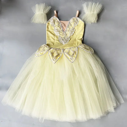 Girls' Ballet Dress Elegant Tulle Performance Leotard with Puffy Skirt for Dance Competitions & Recitals Contemporary Outfit