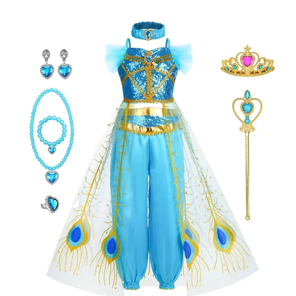 Halloween Party Princess Dress Kids Jasmine Costume