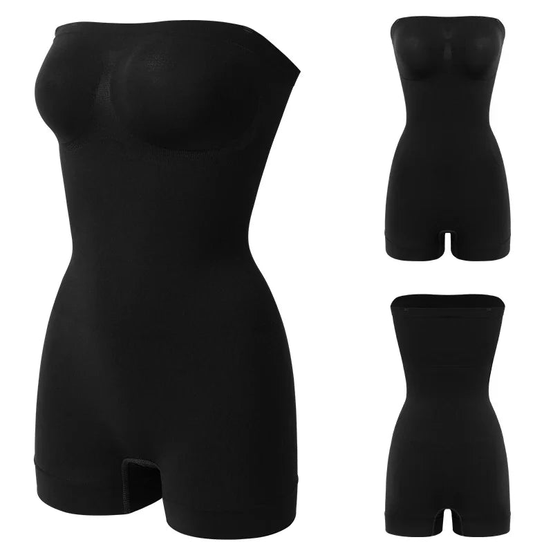 New Strapless Bodysuit Off Shoulder Tube Top Women Shorts Shapewear Tummy Control Body Shaper Sexy Fajas Skinny Underwear