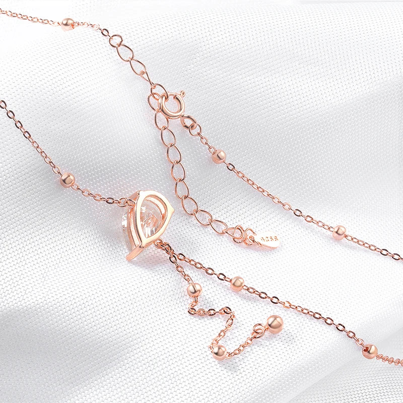 1CT 3CT Water Drop Moissanite Necklace Women's Pendant Adjustable Chain Lab Diamond Pure 925 Silver Jewelry Girls Gift