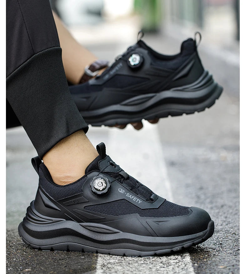 Large Size 48 Men's Summer Safety Shoes Rotating Button Work Sneakers Steel Toe Shoes Puncture-Proof Protection Shoes Security