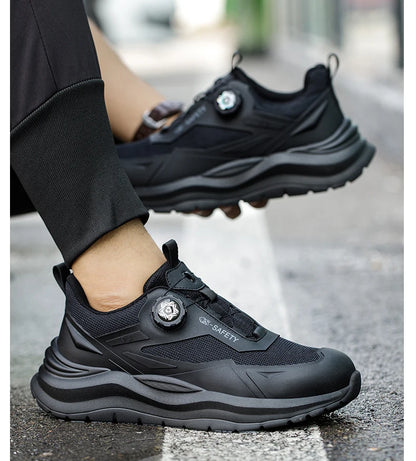 Large Size 48 Men's Summer Safety Shoes Rotating Button Work Sneakers Steel Toe Shoes Puncture-Proof Protection Shoes Security