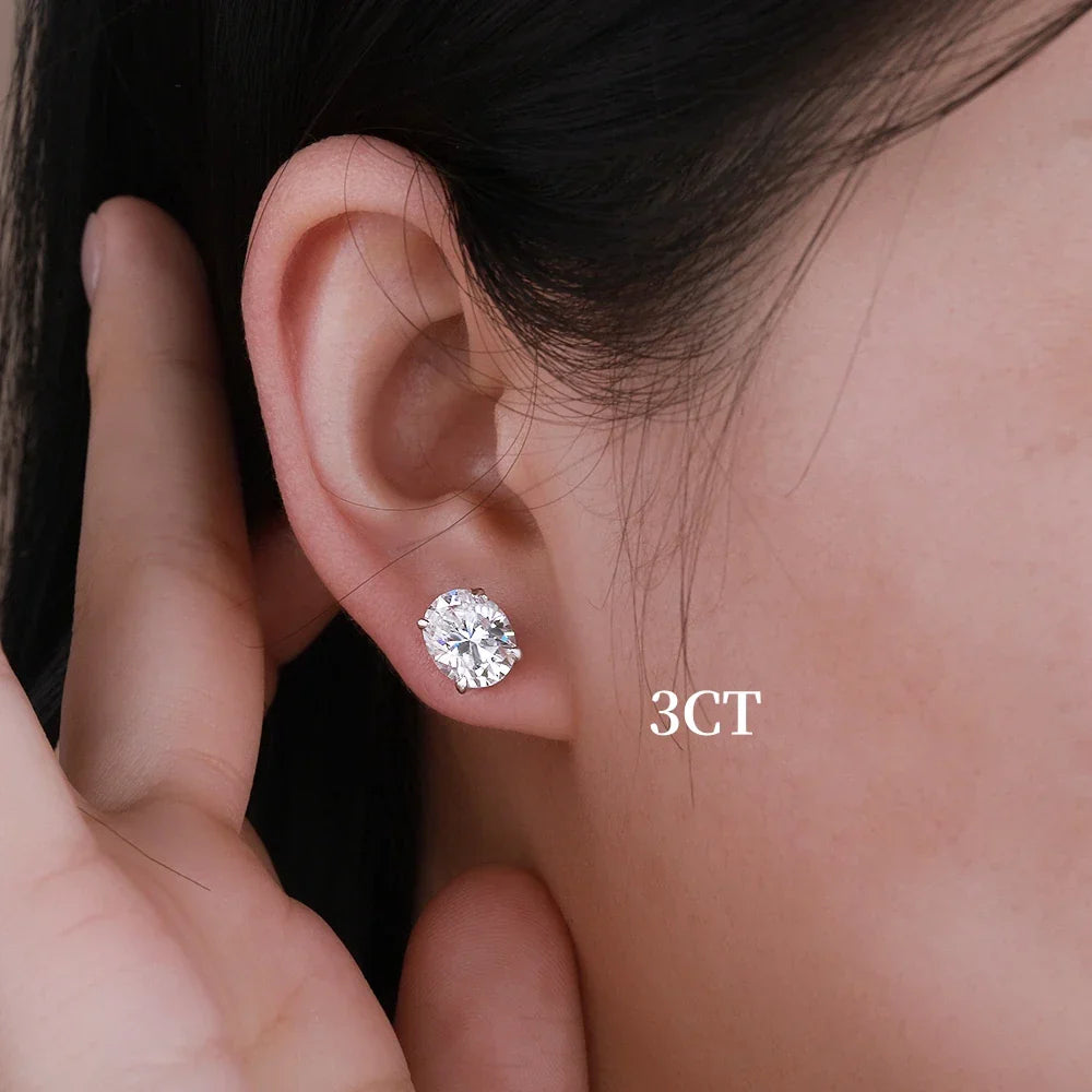 1-4CT Oval Moissanite Stud Earrings S925 Silver Sparkling Diamond Ear Studs For Women Men Wedding 18K Plated Jewelry GRA