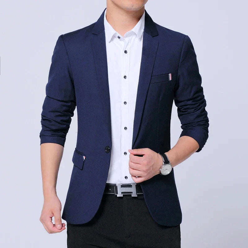 2026 New Spring Autumn Men Suit Jacket Mens Korean Slim Fit Solid Color Smart Casual Work Clothing Men's Suits Blazers
