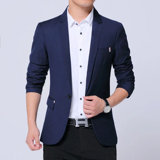2026 New Spring Autumn Men Suit Jacket Mens Korean Slim Fit Solid Color Smart Casual Work Clothing Men's Suits Blazers