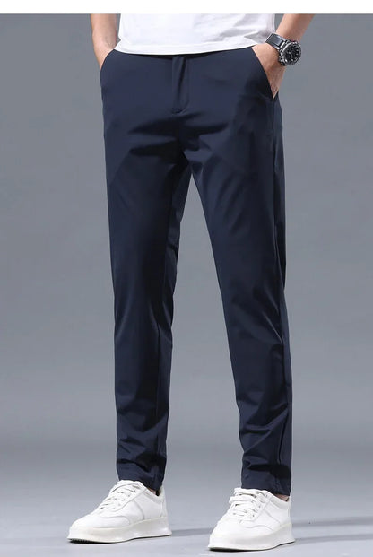 Summer New Stretch Soft Suit Pants Men Thin Fashion Business Elastic Waist Korean Slim Brand Clothes Casual Formal Trousers Male
