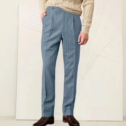 New Men's Pants Suit Haute Couture Trousers Grey Striped Slim Fit Business Formal Casual Suit Groom's Dress Pants Office Banquet