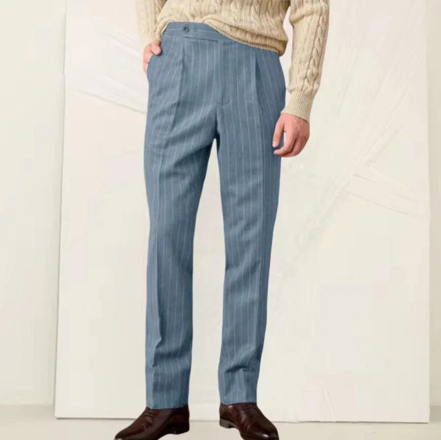 New Men's Pants Suit Haute Couture Trousers Grey Striped Slim Fit Business Formal Casual Suit Groom's Dress Pants Office Banquet