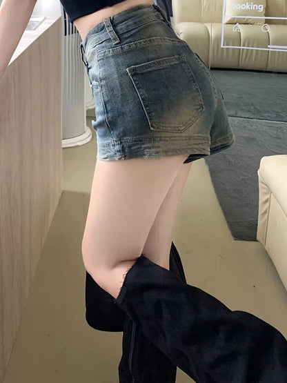 Summer Women Korean Retro Sexy Thin Hot Denim Shorts Jeans Lady Mini Pants Girls Tight Elastic High Street Ultra Short Jeans