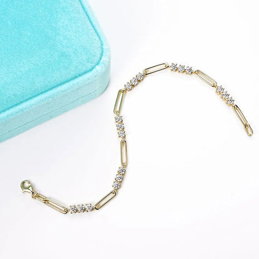 Bracelet Moissanite 3MM pour Femmes en Argent Sterling 925, Chaîne Réglable, Bijoux de Luxe Tendance avec Certificat