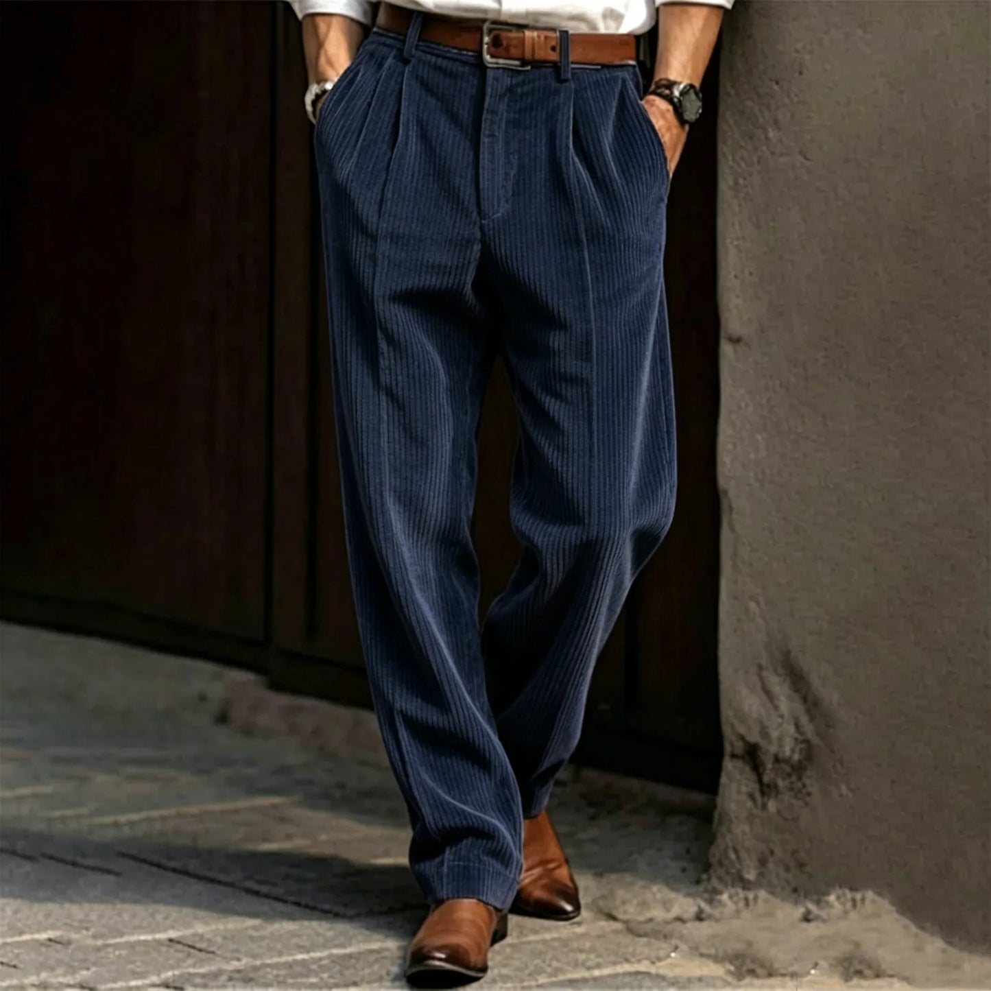 2025 Spring Summer Stylish Straight Cargo Pants Men Casual Texture Corduroy Trousers For Men Daily Leisure Loose Pant Streetwear