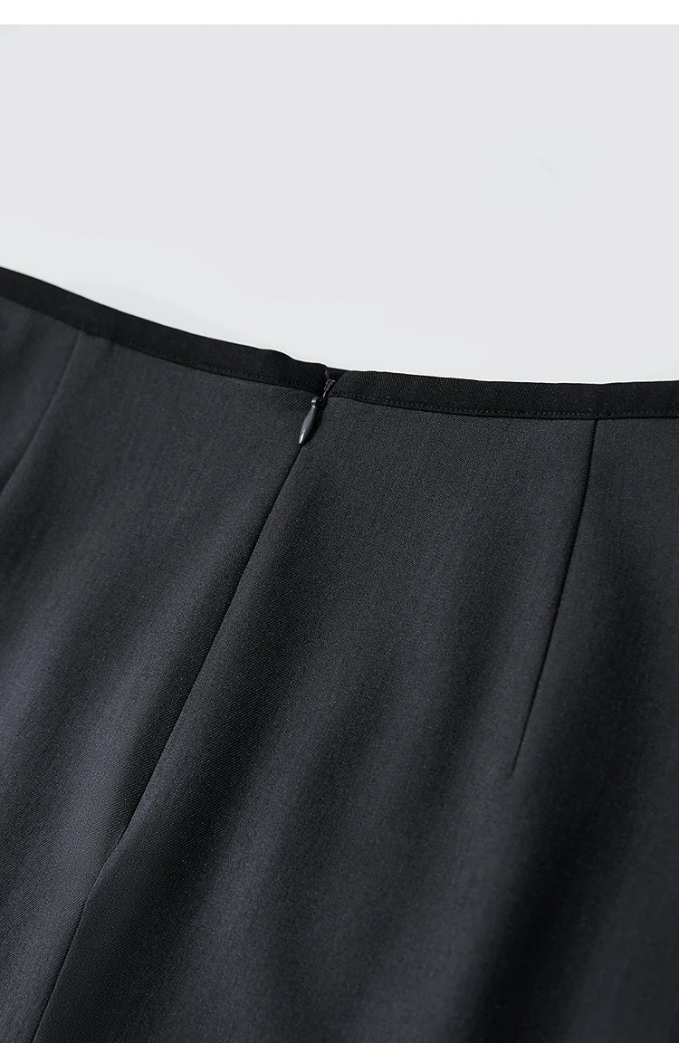 Minimalist Women's Skirt 2025 Spring New Office Lady Versatile Fashion Asymmetric Wrinkle A-line Half-body Skirt 12511092