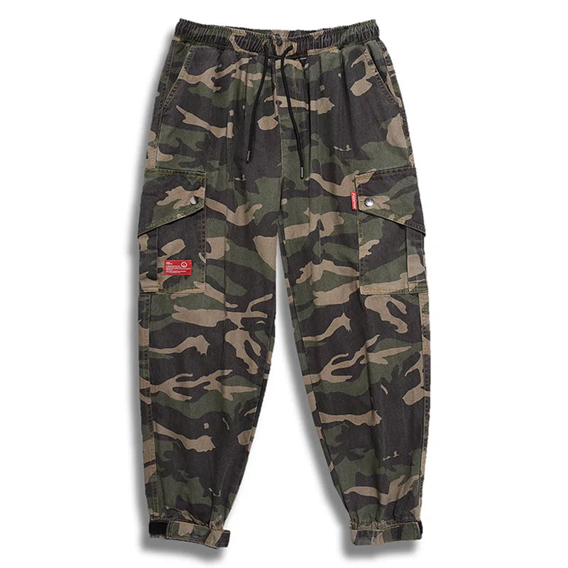 Big Size Men's Cargo Pant Elastic Waist Cotton Jogger Trouser Male Camouflage Loose Spring Pocket Extra Large Plus Baggy Hip Hop